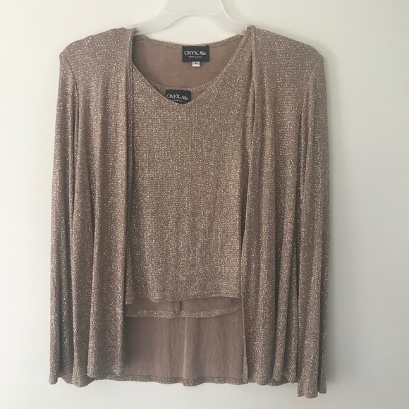 🍁5/30$!! Holiday Shimmer Glitter Formal Tank/Cardigan Set - Picture 1 of 8